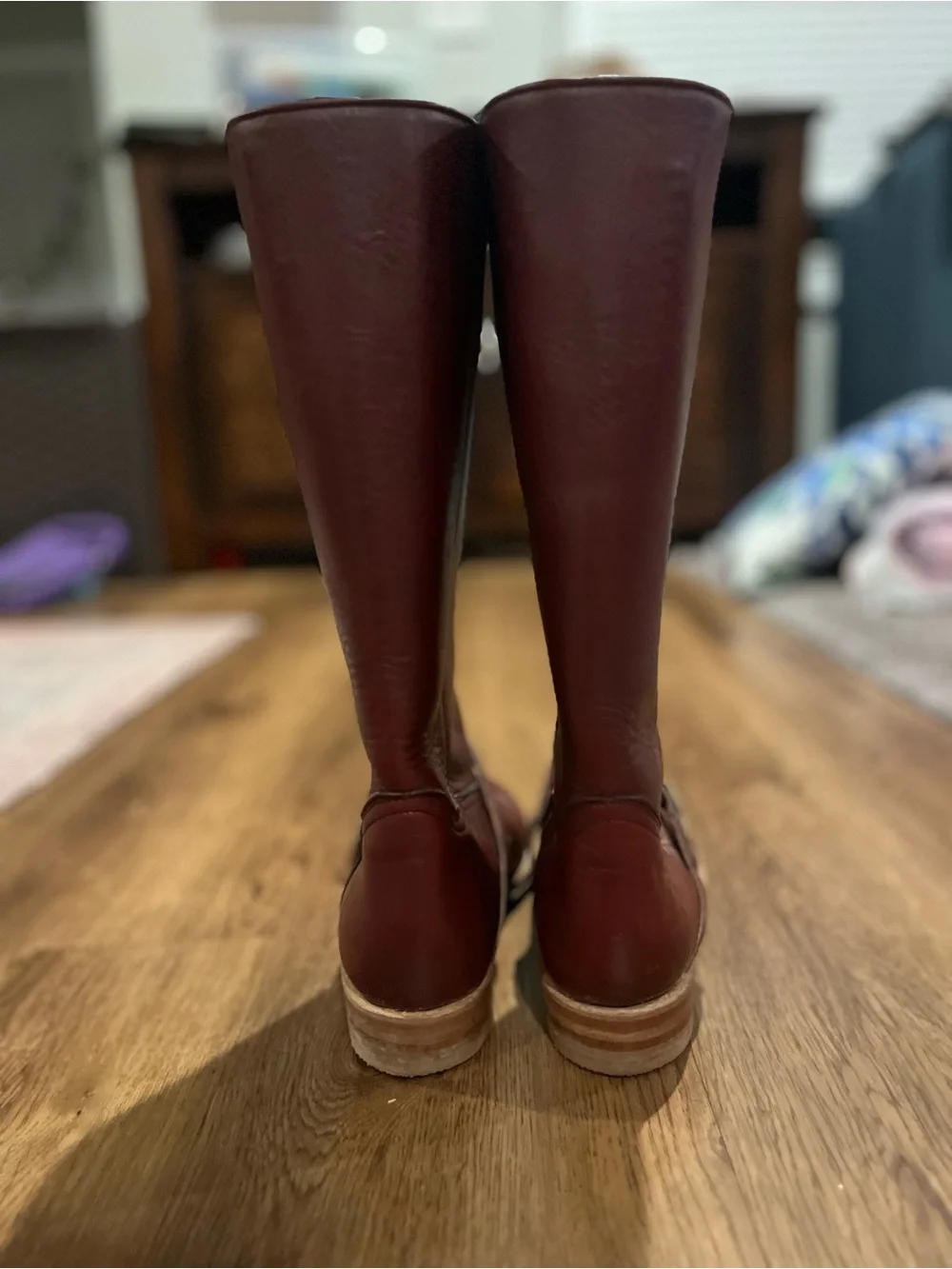 Frye Tall Leather Riding Boots in Burgundy 6.5